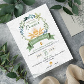 Green Leaves Wreath First Holy Communion Catholic 招待状