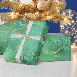 Green Leopard Agate | Glam Abstract Jungle ラッピングペーパー