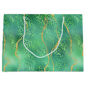 Green Leopard Agate | Glam Abstract Jungle ラージペーパーバッグ (正面)