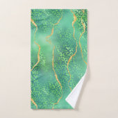 Green Leopard Agate Gold Glitter Design バスタオルセット (ハンドタオル)