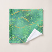 Green Leopard Agate Gold Glitter Design バスタオルセット (ウォッシュタオル)