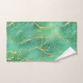 Green Leopard Agate Gold Glitter Design バスタオルセット (ハンドタオル)