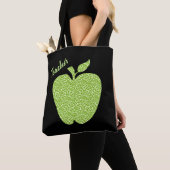 Green Leopard Print Apple先生 トートバッグ (クローズアップ)