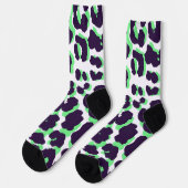 Green Leopard Print Sustainable Premium Crew Socks ソックス (左)
