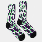 Green Leopard Print Sustainable Premium Crew Socks ソックス (右)