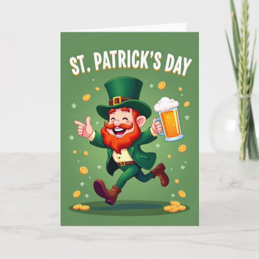 Green Leprechaun Celebration Card カード (正面)