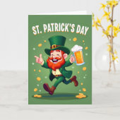 Green Leprechaun Celebration Card カード (黄色い花)