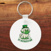 Green Leprechaun Shih Tzu St.Patrick's Day キーホルダー (正面)
