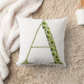 Green Letter A Pillow – Minimal Green MonogramHome クッション (ブランケット)