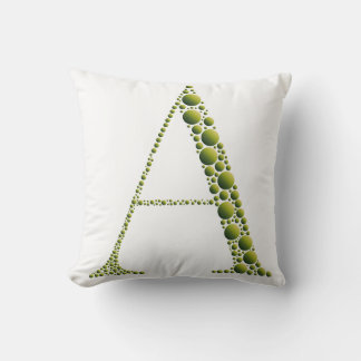 Green Letter A Pillow – Minimal Green MonogramHome クッション