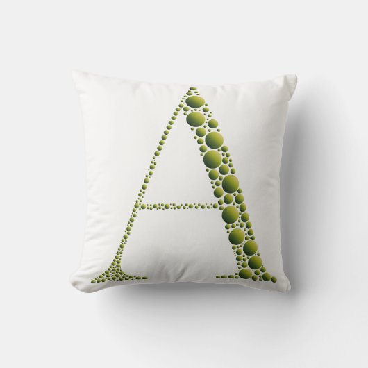 Green Letter A Pillow – Minimal Green MonogramHome クッション (正面)