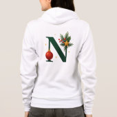 Green Letter N Festive Holiday Zip-Up Hoodie パーカ (裏面)