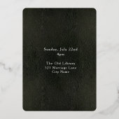 Green Library Book Wedding Ornate Frame Silver 箔招待状 (裏面)