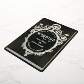 Green Library Book Wedding Ornate Frame Silver 箔招待状 (回転した状態)