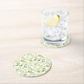 Green Limes Leaves Fruit ラウンドペーパーコースター (インサイチュ)
