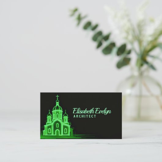 Green Line Art Church on Black 名刺 (スタンド正面)