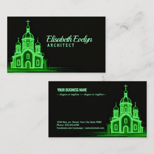 Green Line Art Church on Black 名刺 (正面/裏面)