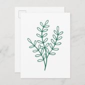 Green line art delicate leaves ポストカード (正面/裏面)