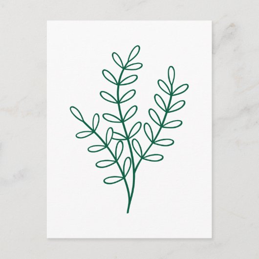 Green line art delicate leaves ポストカード (正面)