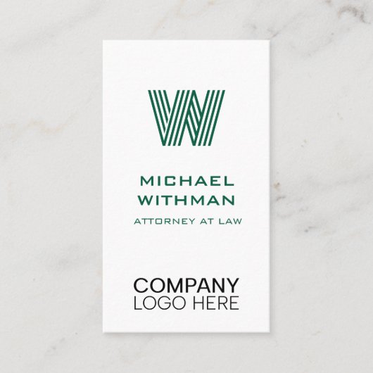 GREEN LINE MONOGRAM CORPORATE LOGO QR CODE 名刺 (正面)