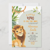 Green Lion Little King On The Way Baby Shower 招待状 (正面)