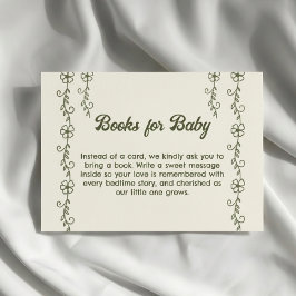 Green Little Wildflower Baby shower Book Request エンクロージャーカード