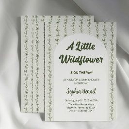 Green Little Wildflower Baby Shower Invitation 招待状