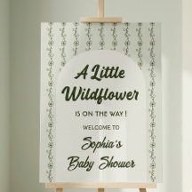 Green Little Wildflower Baby shower Welcome