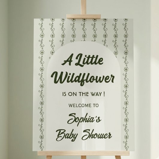 Green Little Wildflower Baby shower Welcome アクリルサイン