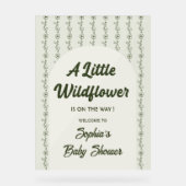 Green Little Wildflower Baby shower Welcome アクリルサイン (正面)