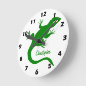 Green Lizard Design Personalised ラウンド壁時計 (傾斜)