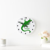 Green Lizard Design Personalised ラウンド壁時計 (ホーム)