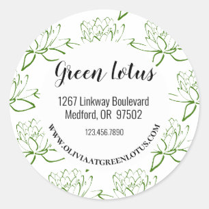 Green Lotus モダン DIY Business Addressステッカー ラウンドシール