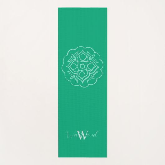 Green Lotus Mandala Personalized ヨガマット (正面)
