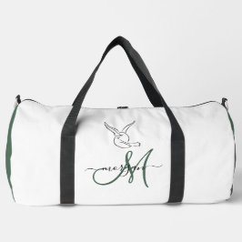 Green Love Birds Personalized Gym Duffel Bag ダッフルバッグ