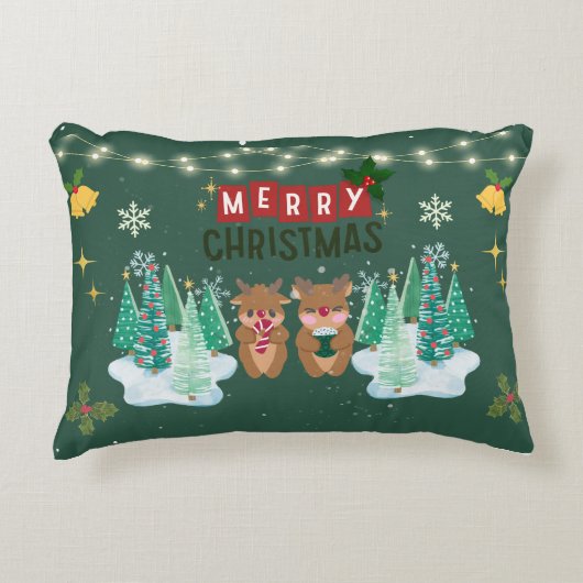 Green Magic Christmas Pillow アクセントクッション (正面)
