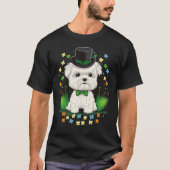 Green Maltese dog shamrock on St Patricks Day Malt Tシャツ (正面)