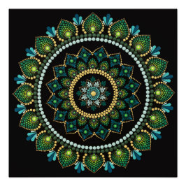 Green Mandala | Handpainted | Sacred Geometry ポスター
