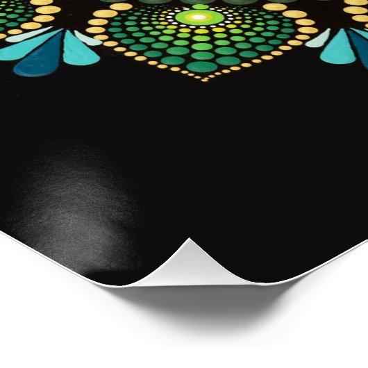 Green Mandala | Handpainted | Sacred Geometry ポスター (コーナー)