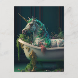 Green Mane Unicorn in the Tubはがき ポストカード