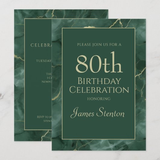 Green Marble 80th Birthday 招待状 (正面/裏面)