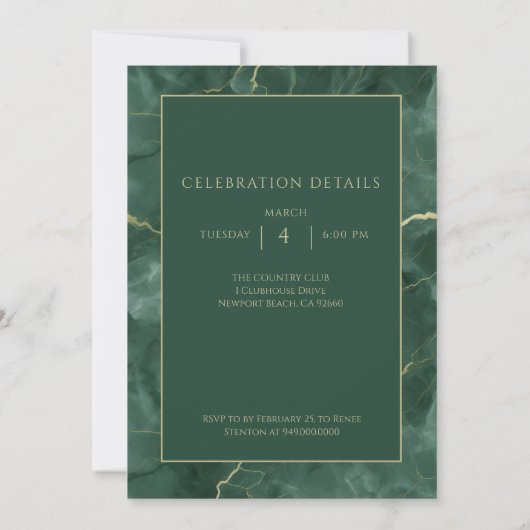 Green Marble 90th Birthday 招待状 (裏面)