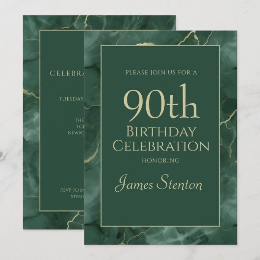 Green Marble 90th Birthday 招待状 (正面/裏面)