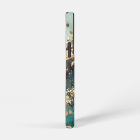 Green marble chic gold glitter monogram samsung galaxyケース (右側面)