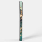 Green marble chic gold glitter monogram samsung galaxyケース (右側面)