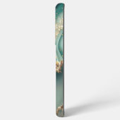 Green marble chic gold glitter monogram samsung galaxyケース (左側面)