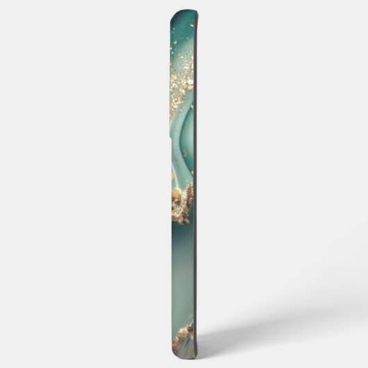 Green marble chic gold glitter monogram samsung galaxyケース (左側面)