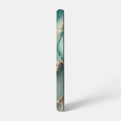 Green marble chic gold glitter monogram samsung galaxyケース (左側面)