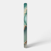 Green marble chic gold glitter monogram samsung galaxyケース (左側面)