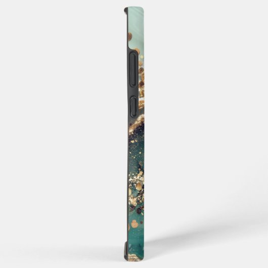 Green marble chic gold glitter monogram samsung galaxyケース (右側面)